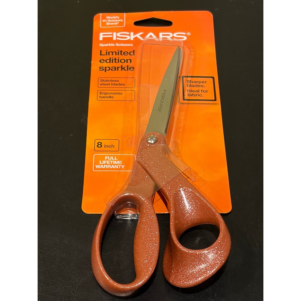 Fiskars 8 Inch Limited Edition Sparkle Scissors Copper Orange Glitter 194514
